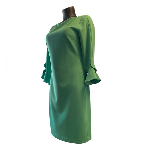 Authentic Karl Lagerfeld Paris Green Lynn Fitted Shift Dress, Emerald Green - Picture 10 of 13